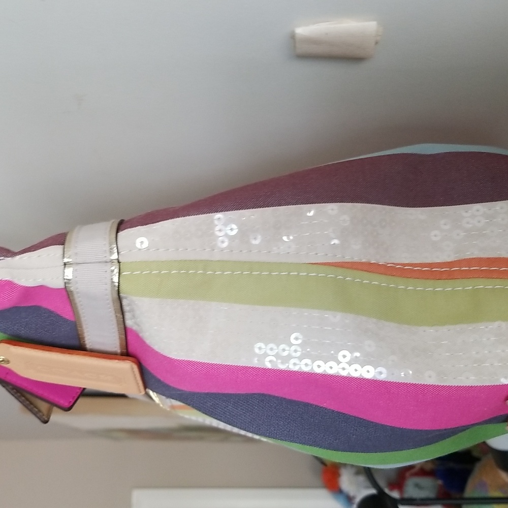 Coach Legacy Stripe Tote Y2K Extra Large Brand New Rainbow Hues - Picture 9 of 16